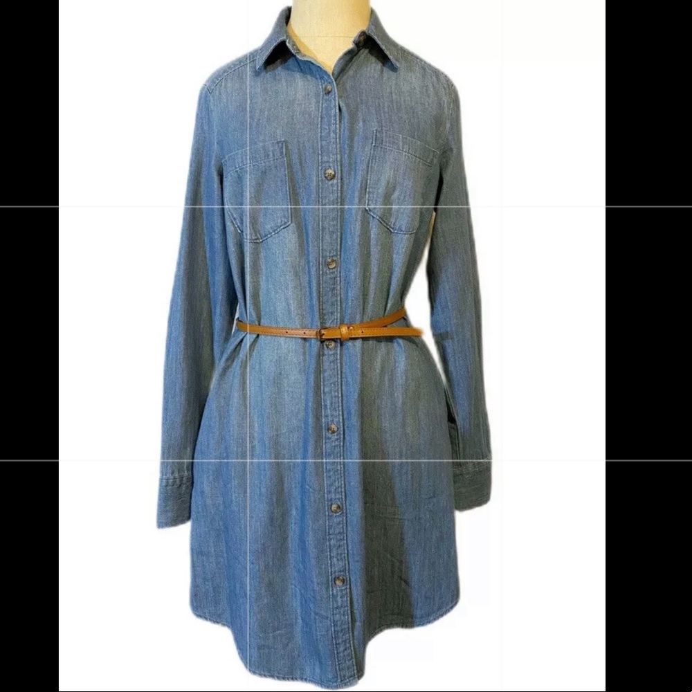 NWOT Merona Chambray Button Down Dress w Belt